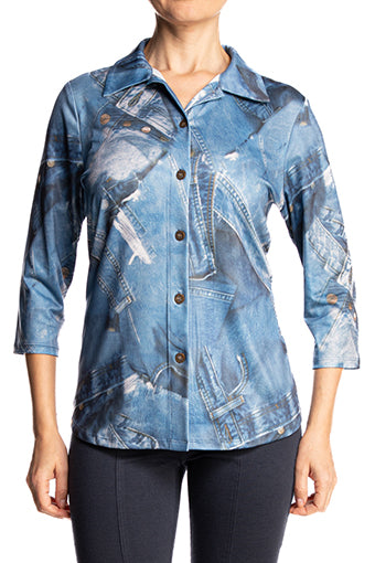 blue blouse top for women
