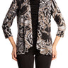 Women's Cardigan Black and Taupe Print On Sale Made in Canada - Yvonne Marie