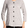 Women's Silver Cardigan Cotton Button Front with Pockets Made in Canada - Yvonne Marie