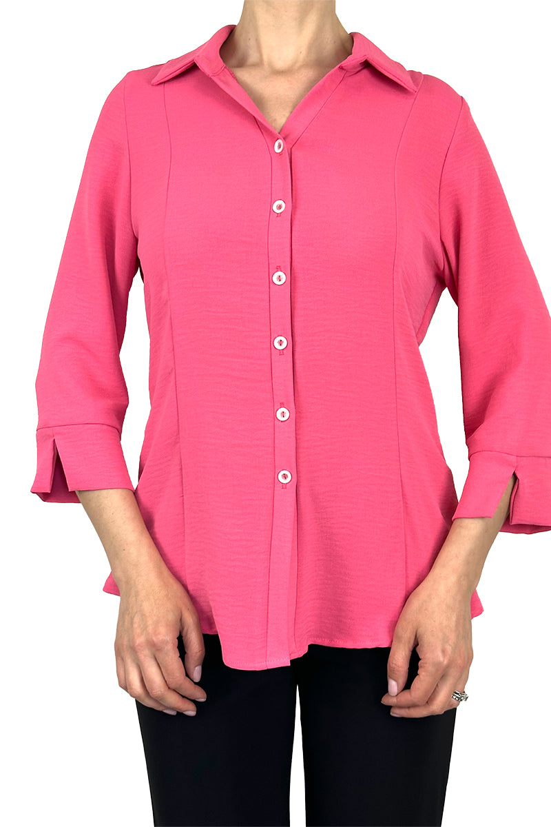 Women's Blouses Pink Coral Ladies Blouse On Sale Soft Quality Non Crease Fabric Travel Friendly Blouse On Sale Quality Made In Canada Yvonne Marie