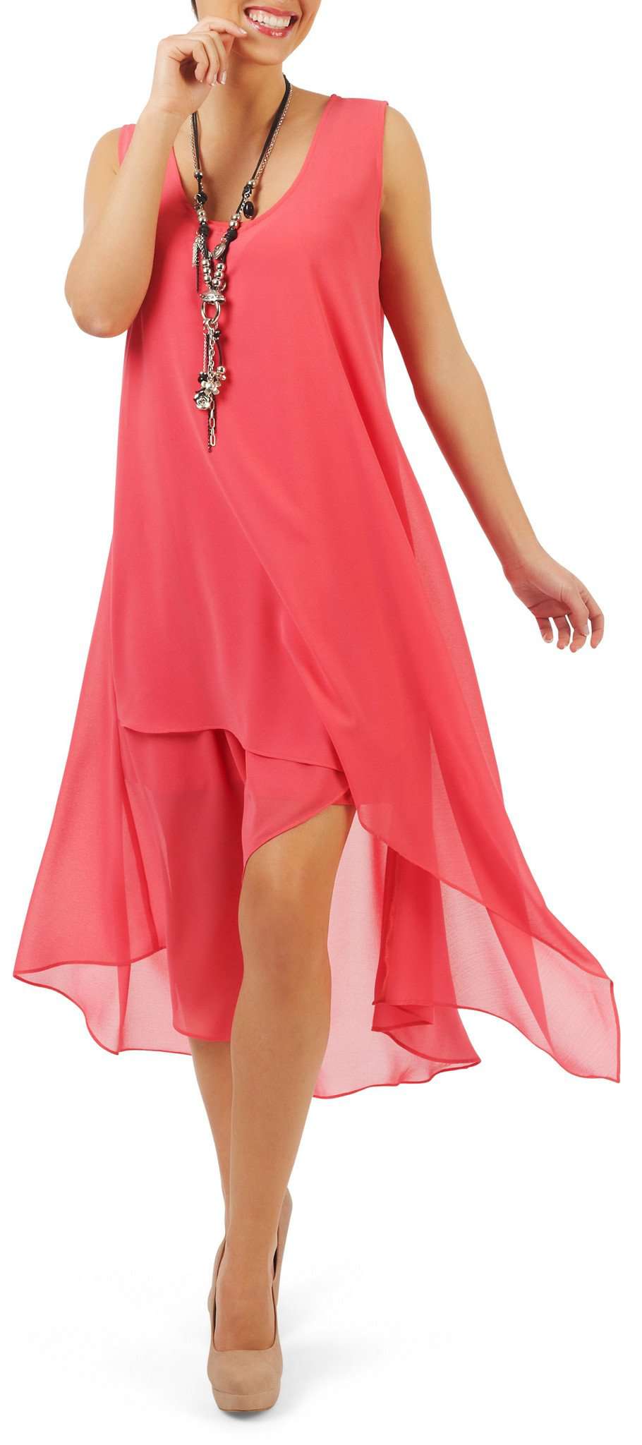 Women's Dresses Coral Chiffon Flattering Fit Quality Fabric Made in Canada  Yvonne Marie Boutiques