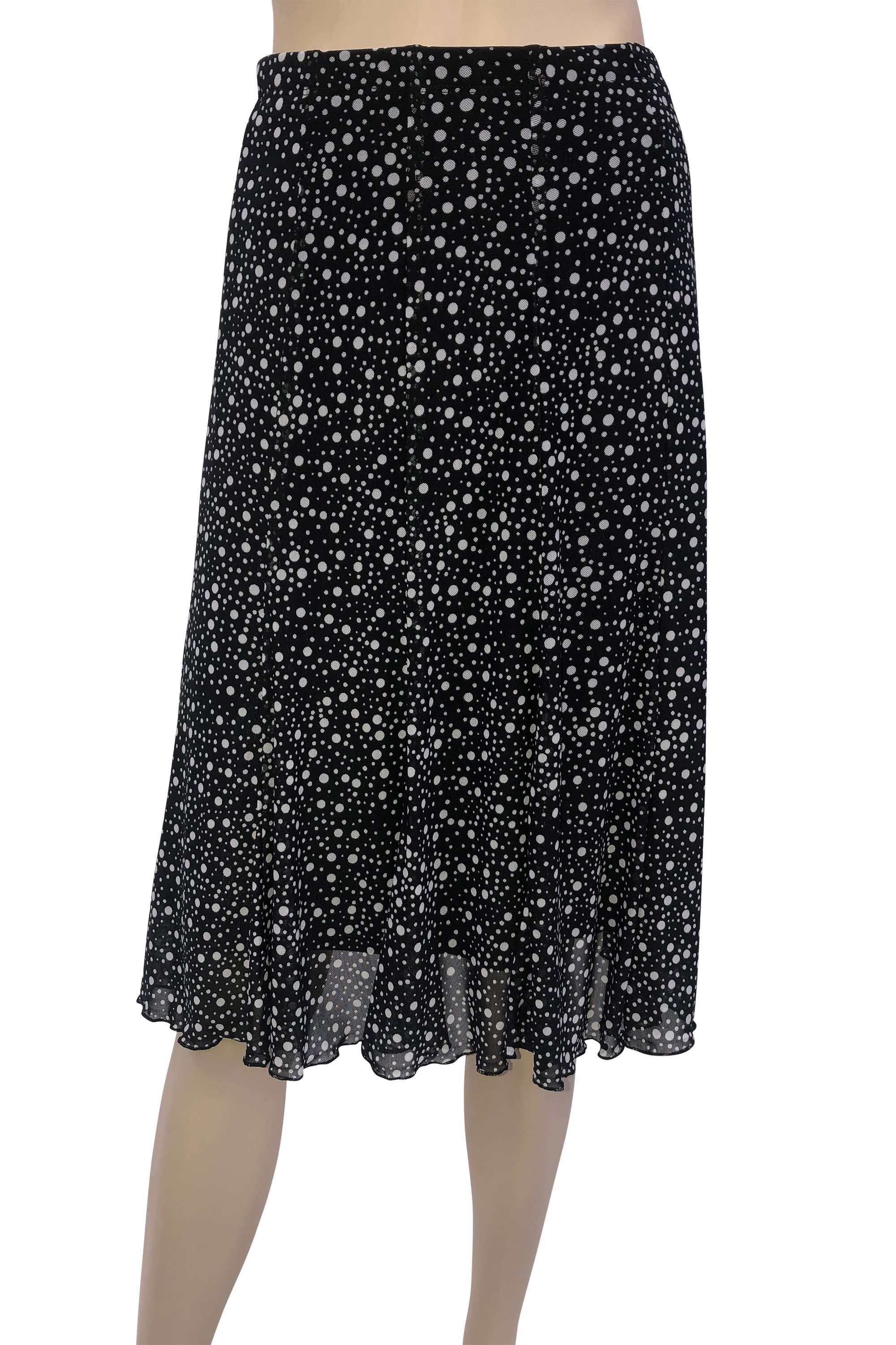 Women's Skirts On Sale Canada Black Polka Dot Layered Skirt Fully Lined Amazing Fit Quality Made in Canada Now On Sale - Yvonne Marie - Yvonne Marie