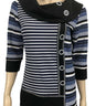 Women's Sweater Top Blue stripe with Cowl Neck - Made In Canada - Yvonne Marie - Yvonne Marie