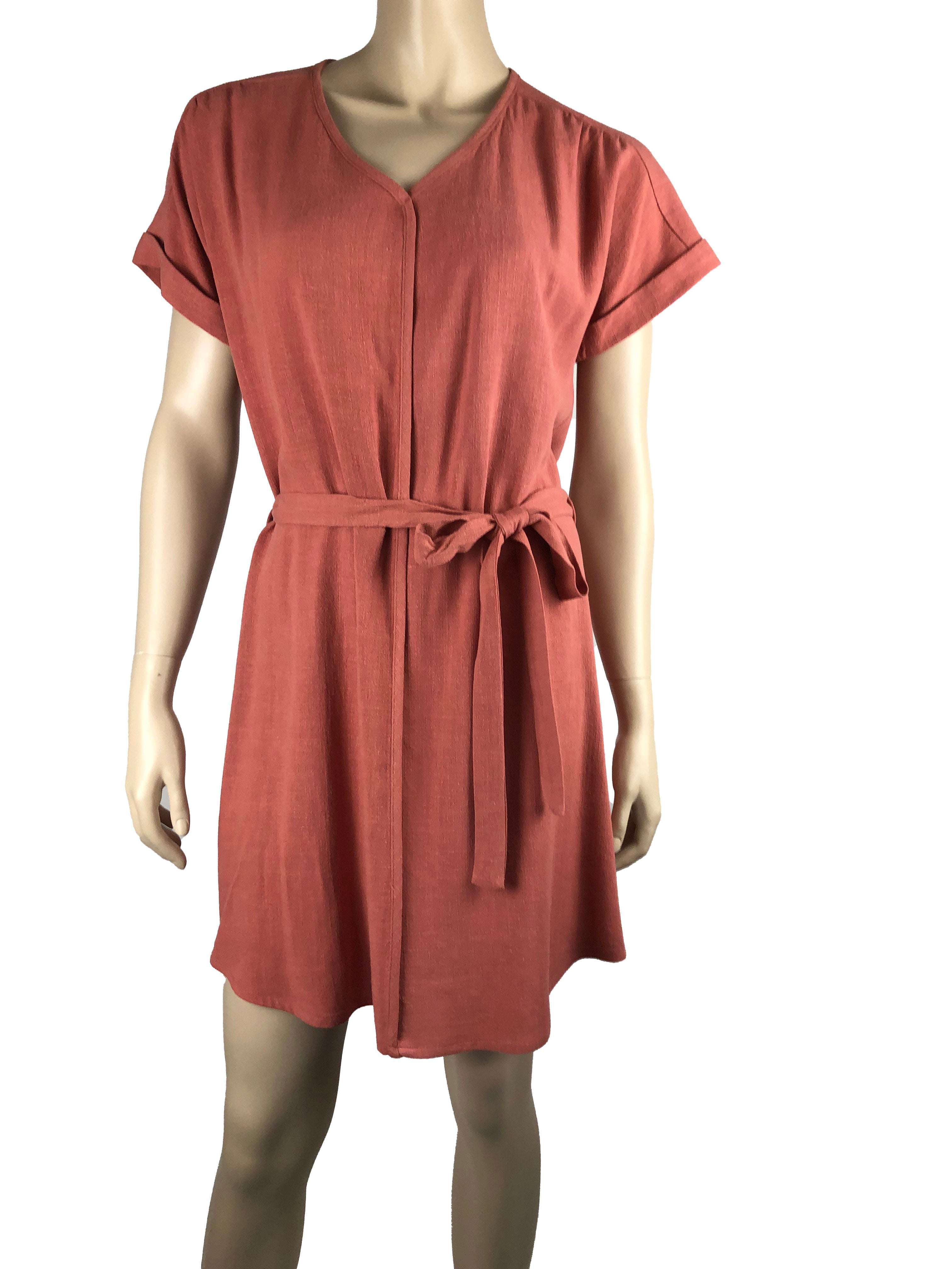 Women's Dresses On Sale Classic Shirtdress Travel Friendly Comfort Dress Terra Cotta Color Quality fabric made in Canada - Yvonne Marie - Yvonne Marie