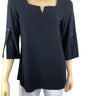 Women's Navy Top Amazing Neckline Quality Fabric Made in Canada Our Best Seller - Yvonne Marie - Yvonne Marie