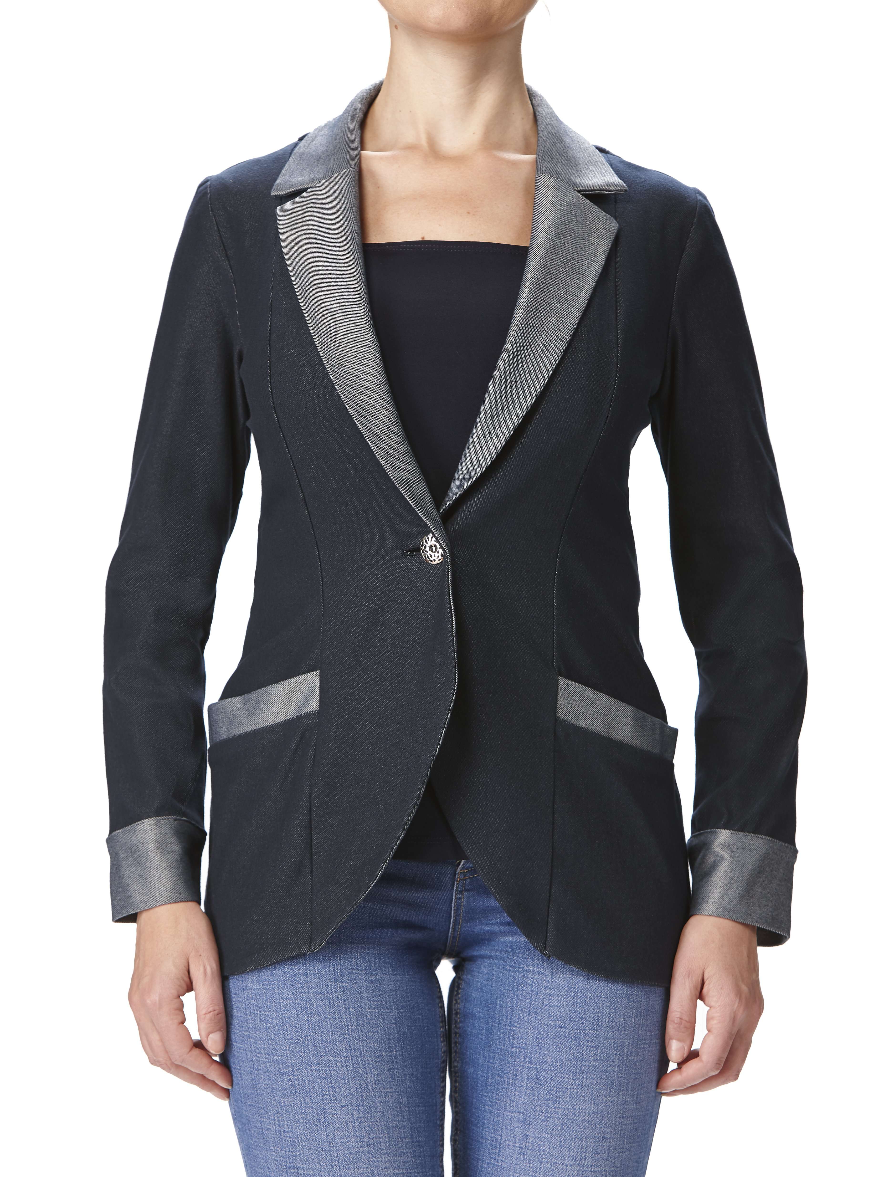 Women's Denim Blue Blazer Jacket Amazing Fit And Quality True To Size Fit Proudly Made in Canada - Yvonne Marie - Yvonne Marie