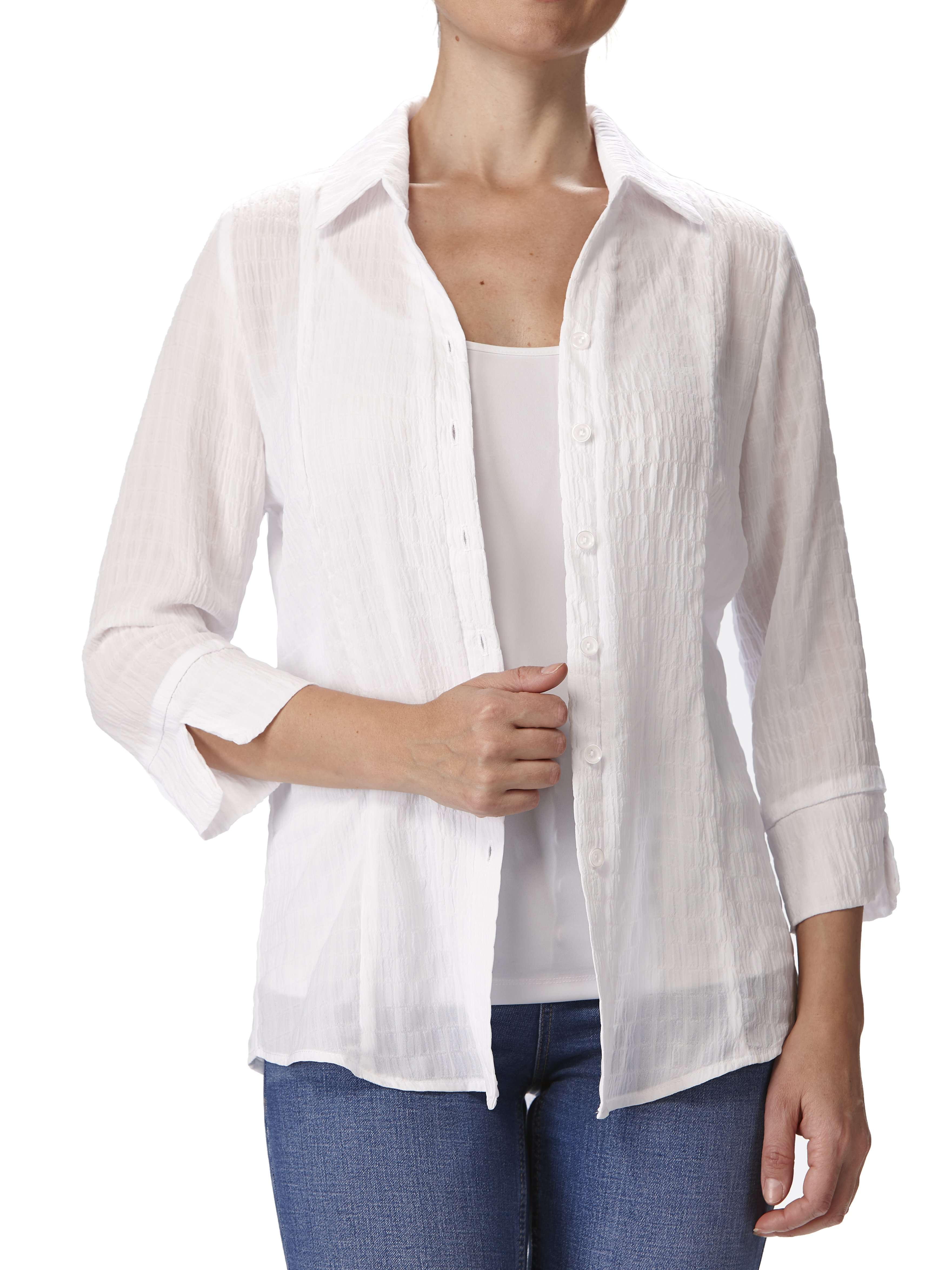 Women's Blouse White Quality Comfort Easy Care Fabric Best Selling Style Made in Canada Yvonne Marie Boutiques - Yvonne Marie - Yvonne Marie