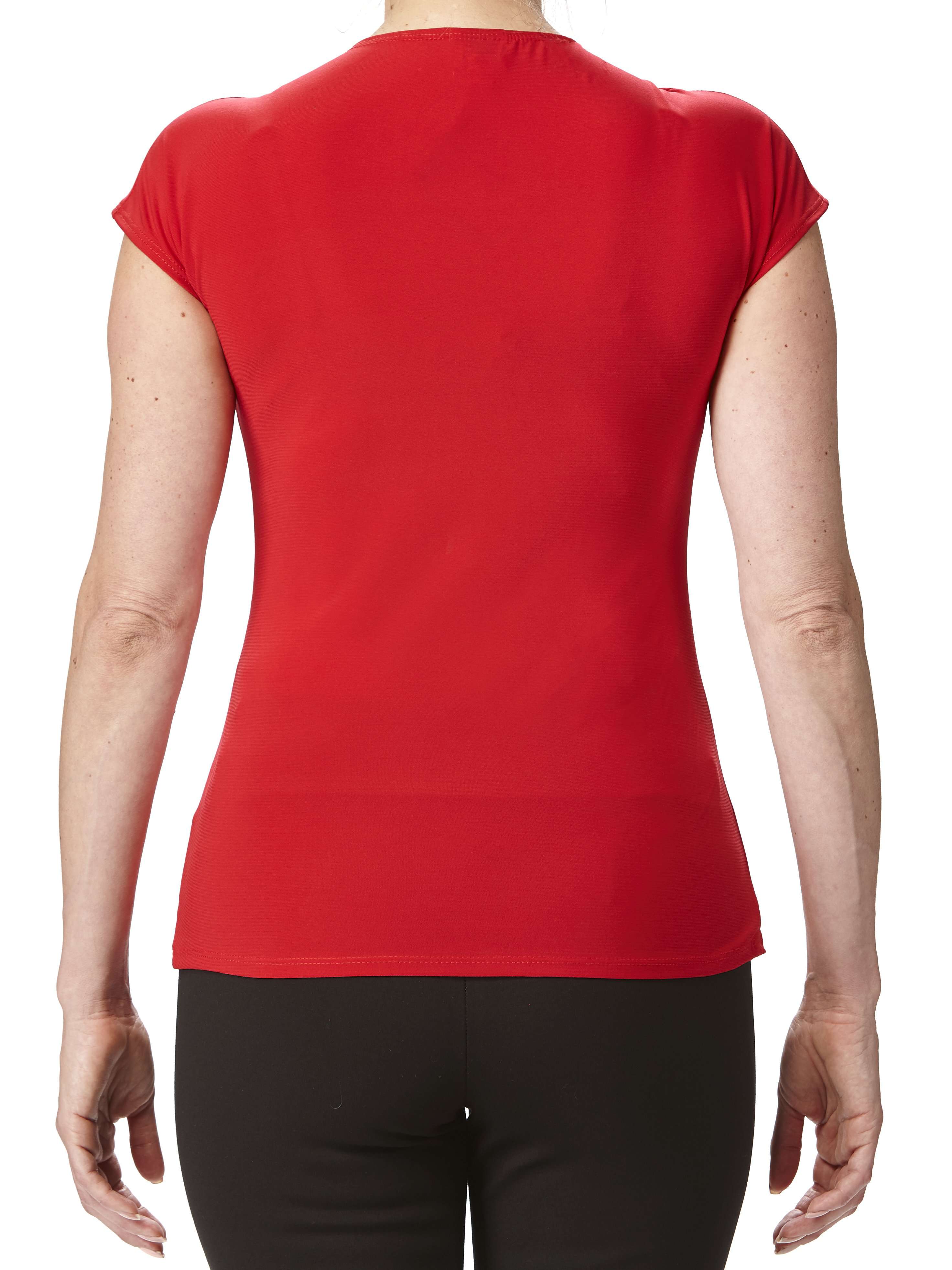 Women's Top Red Twist Front Flattering Fit Essential Quality Top Made in Canada - Yvonne Marie - Yvonne Marie