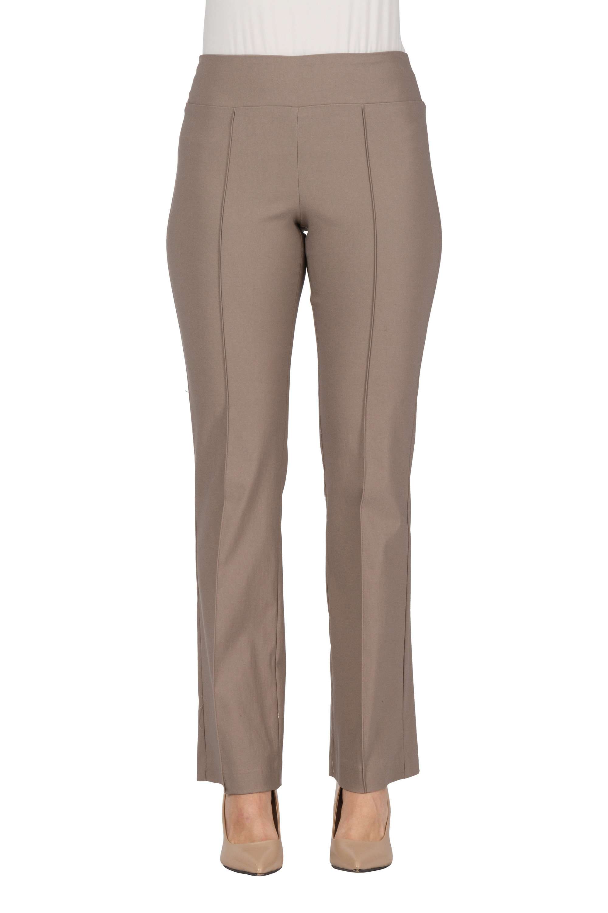 ladies Pants Taupe Beige Stretch Quality fabric Shop Made in Canada Yvonne  Marie Boutiques