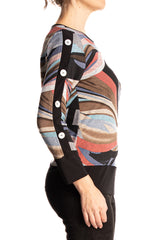 Women's Top Multi Color with Sleeve Detail Made in Cnanda Yvonne Marie Boutique - Yvonne Marie