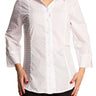 Women's Blouse White Cotton Blend Made in Canada - Yvonne Marie