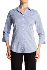 Women's Blouse Light Blue Cotton Blend Made in Canada - Yvonne Marie