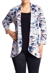 Women's Cardigan Blue and Pink with a Touch of Glitter Made in Canada - Yvonne Marie