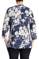 Women's Blue Floral Cardigan Made in Canada Yvonne Marie Boutique - Yvonne Marie