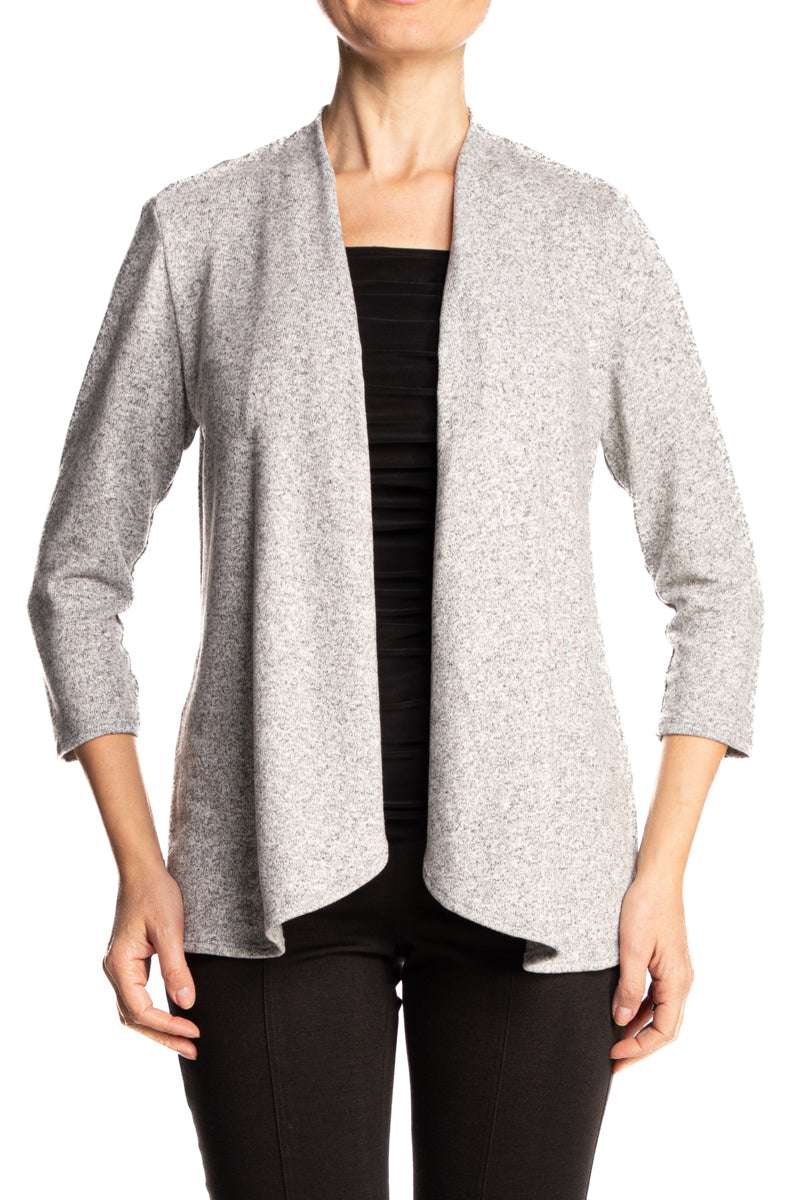 Women's Silver Gray Cardigan On Sale Soft Cozy Knit Fabric Made in Canada - Yvonne Marie