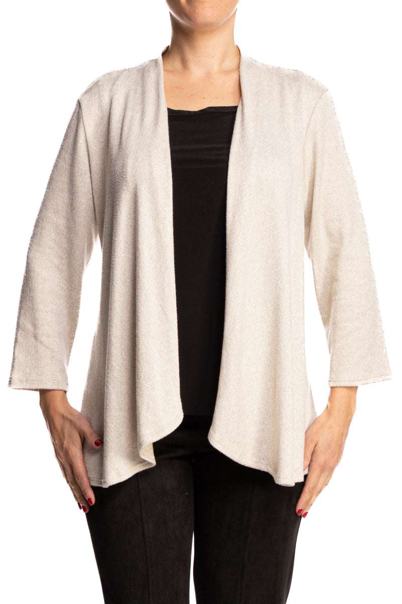Women's Cardigan Tan Soft Knit Fabric On Sale Made in Canada - Yvonne Marie