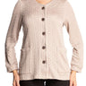 Women's Tan Cardigan Cotton Blend Fabric Button Front with Pockets Made in Canada - Yvonne Marie