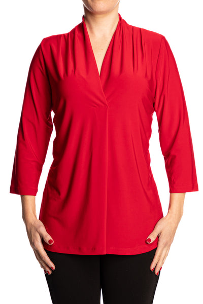 Women's Red Top Elegant Design Flattering Fit Quality Made in Canada