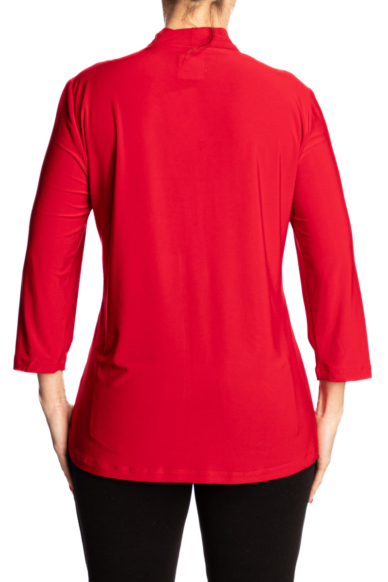 Women's Red Top Elegant Design Flattering Fit Quality Made in Canada - Yvonne Marie
