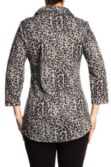 Women's Tops on Sale Animal Print Top with Zipper Front Made in Canada - Yvonne Marie