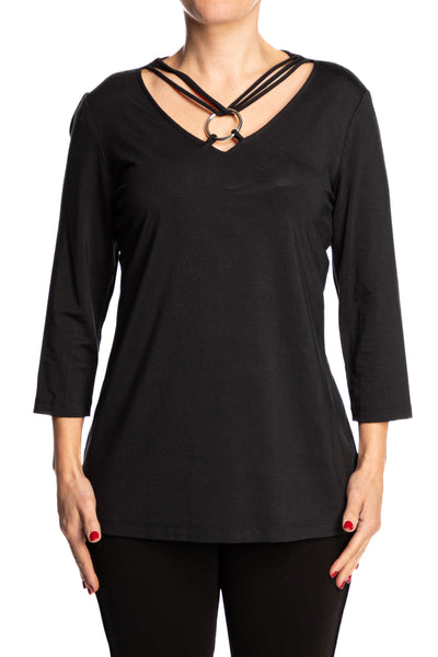 Women's Tops Black Neckline Detail – XX Large Sizes - Quality Made in Canada
