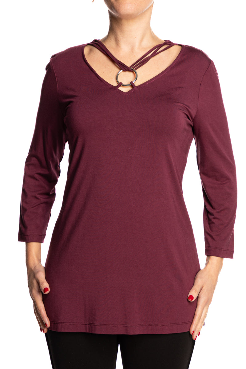 Women's Top Plum Colour Flattering Style for XX Large Size – Quality Made in Canada - Yvonne Marie