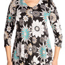 Women's Tunic Tops - Black Floral Print Large Sizes - Flattering Fit - Made in Canada - Yvonne Marie