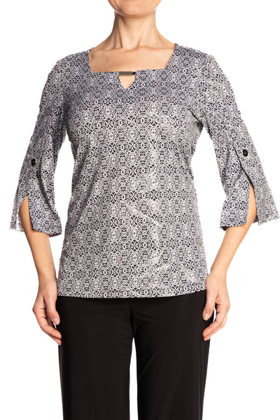 Women's Top Black and White Elegant Design Made in Canada Yvonne Marie Boutiques