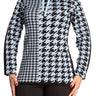 Women's Sweater Blue and Black Plaid Design Quality Knit Fabric - X Large Sizes - Yvonne Marie