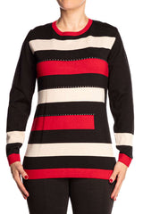 Women's Sweater Red and Black Quality Knit Fabric - Sizes Small to XX Large - Yvonne Marie