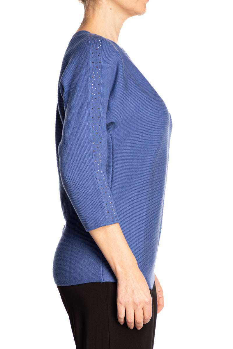 Women's Sweater Royal Blue with Glitter Details - Sizes Small to XX Large - Yvonne Marie