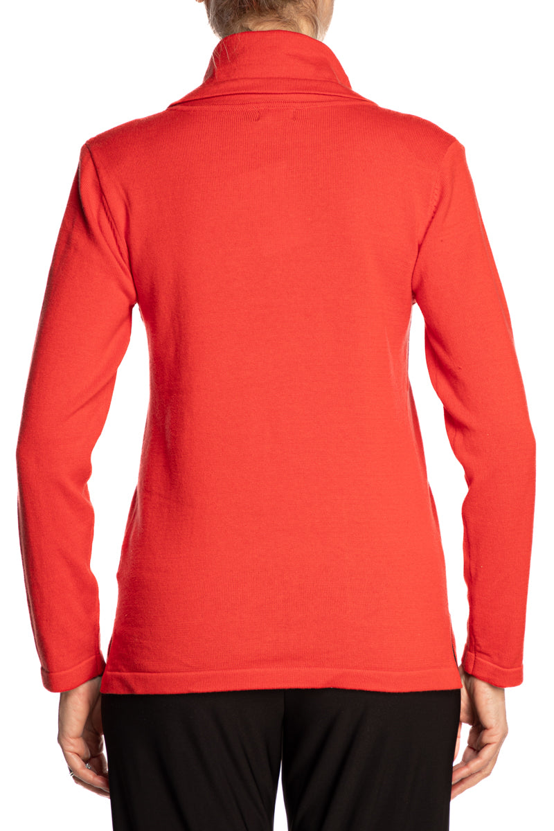 Women's Sweater Orange Quality Knit Fabric Beautiful Details - Sizes Small to X Large - Yvonne Marie