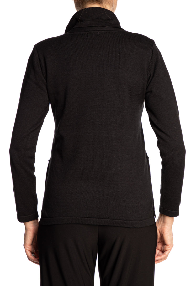 Women's Sweater Black - Quality Knit Fabric Beautiful Details - Sizes Small to XX Large - Yvonne Marie