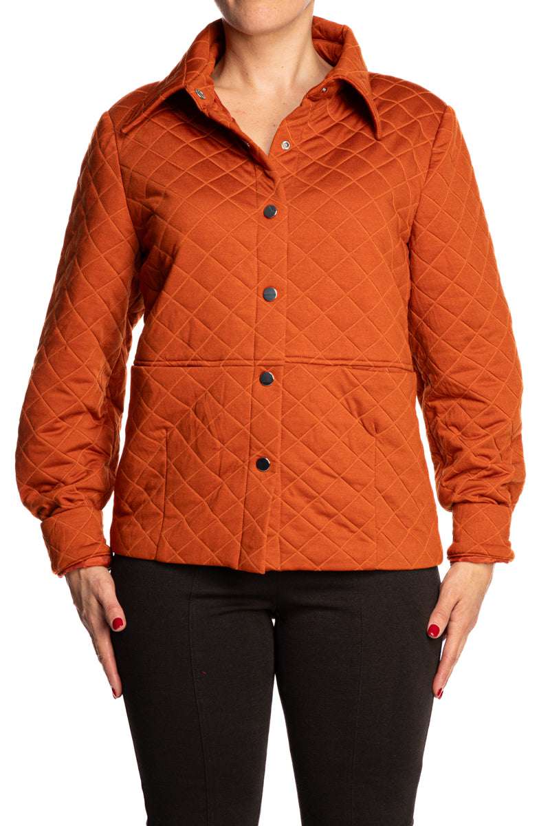 Women's Quilted Jacket Rust Color Quality Fabric Travel Friendly Jackets - Sizes Small to XX Large - Yvonne Marie