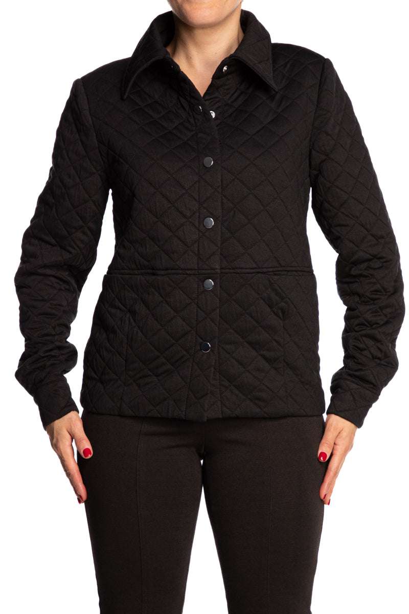 Women's Quilted Jacket Black Quality Fabric Sizes Small to XX Large - Yvonne Marie