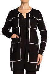 Women's Long Black Cardigan with Pockets Large to XX Large Sizes - Yvonne Marie