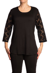 Whimen Top Black with Lace Sleeves on Sale Made in Canada - Yvonne Marie