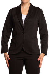 Women's Blazer Jackets Black Quality Knit Fabric with Pockets - Made in Canada - Yvonne Marie