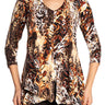 Women's Tunic Tops - Brown and Gold Print - Large Size Tops - Made in Canada - Yvonne Marie
