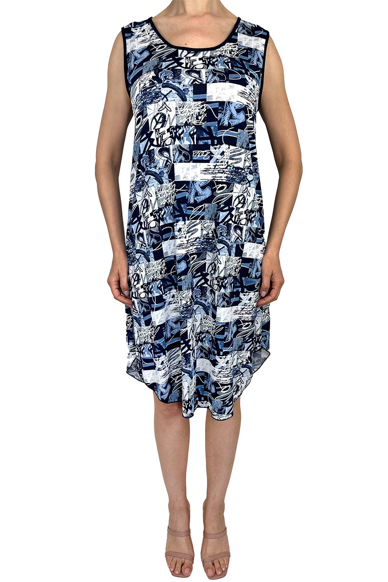 Women's Dresses On Sale Canada Navy Geo Print Flattering Design Quality Stretch Fabric Sizes Up To XXLarge on Sale Now