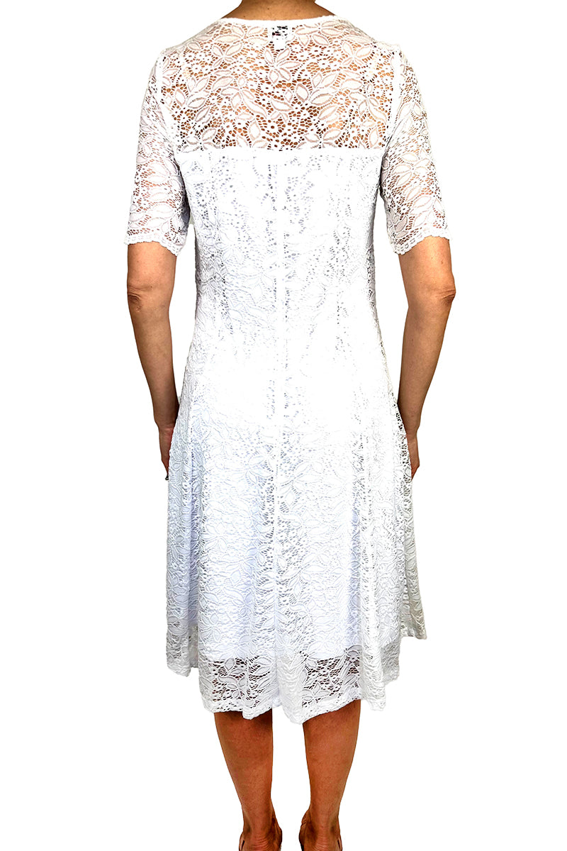 Women's White Dress Quality Stretch Lace Comfort Fabric  - Made in Canada