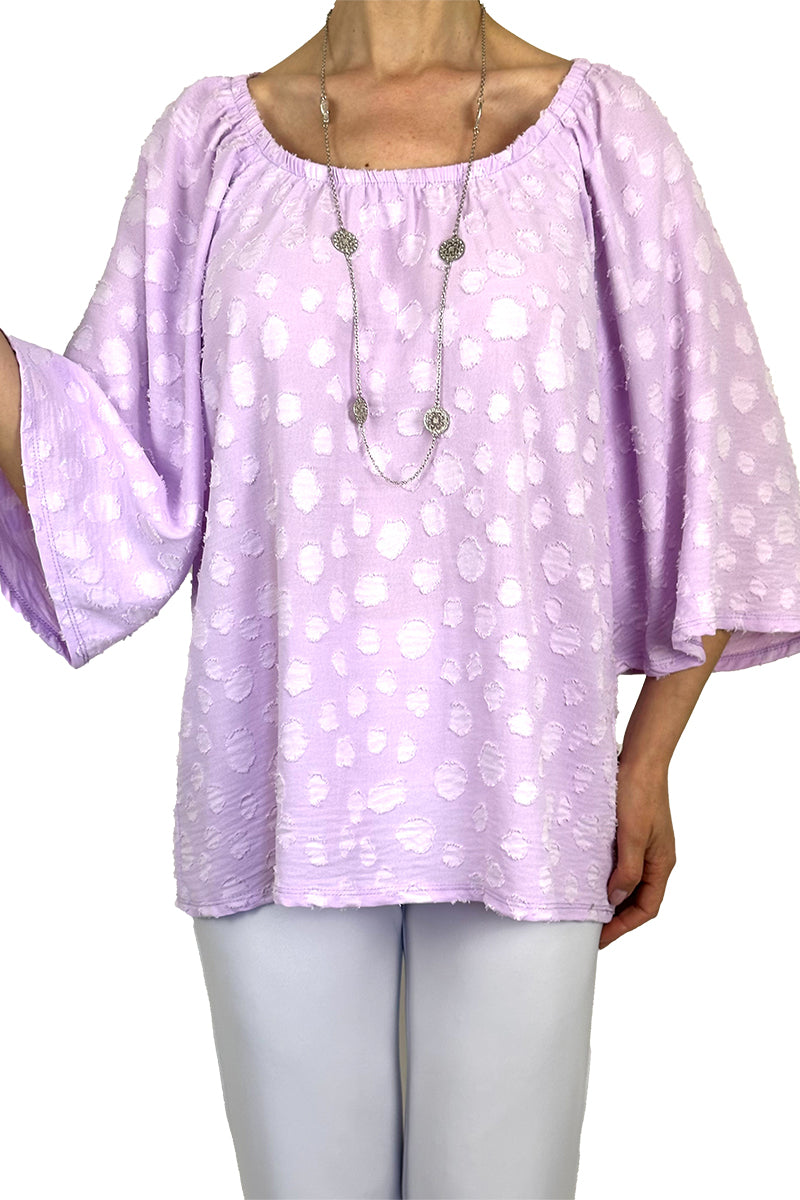 Women's Blouse Lilac Soft Flowing Fabric Sizes S - XXL - Made in Canada