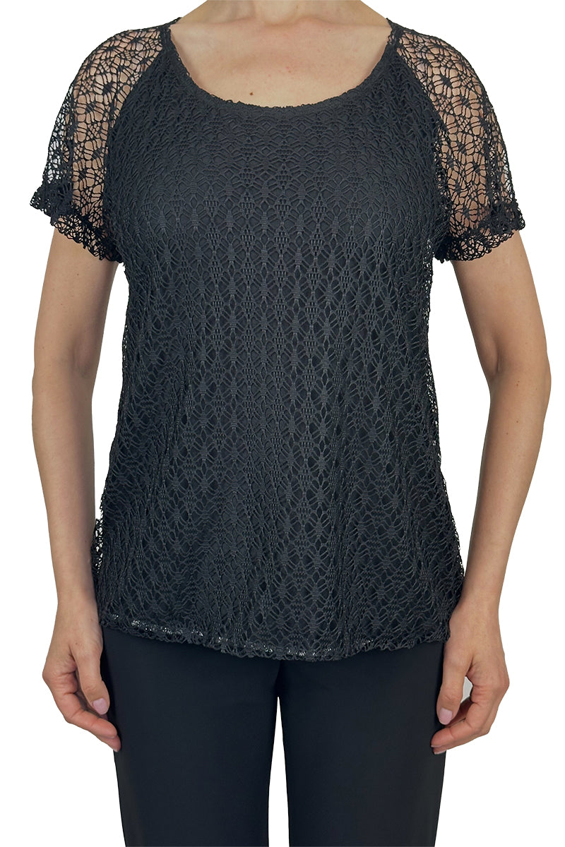 Ladies Black Lace Tops on Sale - Quality Stretch Lace Flattering Fit - Sizes S-XXL