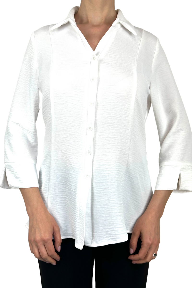 Women's White Blouse on Sale - Button Down Front Quality Fabric Made in Canada - Sizes S-XL