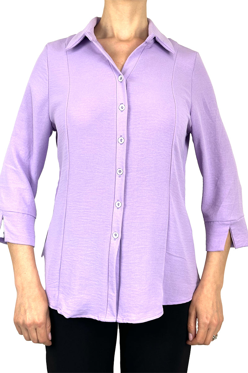 Women's Blouse Lilac Soft Mauve Color Quality Fabric Made in Canada - Sizes S - XL