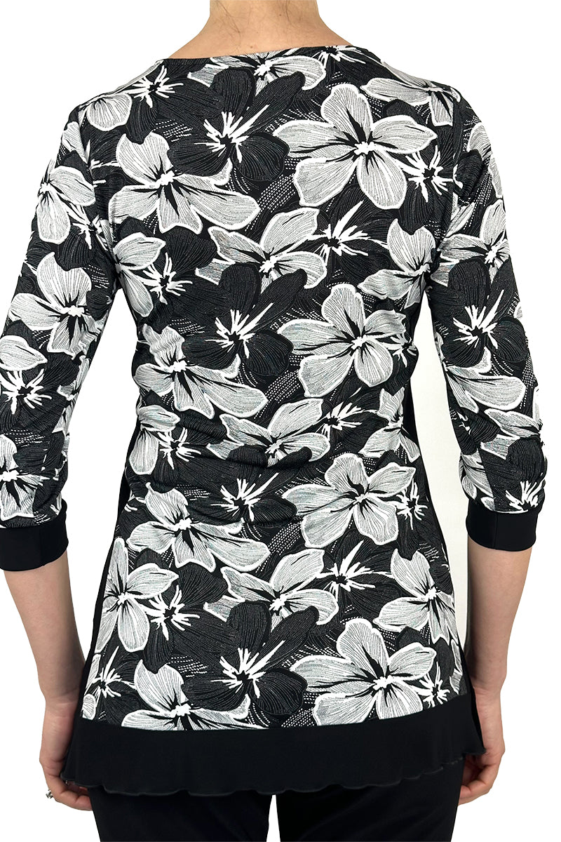 Women's Tunic Top Black and White Print Perfect For Any Special Occasion Sizes S-XX Large