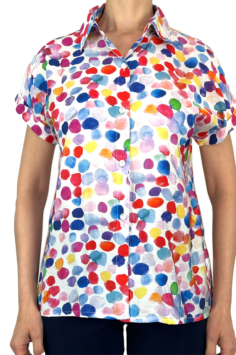 Chemisier à manches courtes pour femme Tissu de qualité multicolore - Design intemporel - Tailles S-XXL