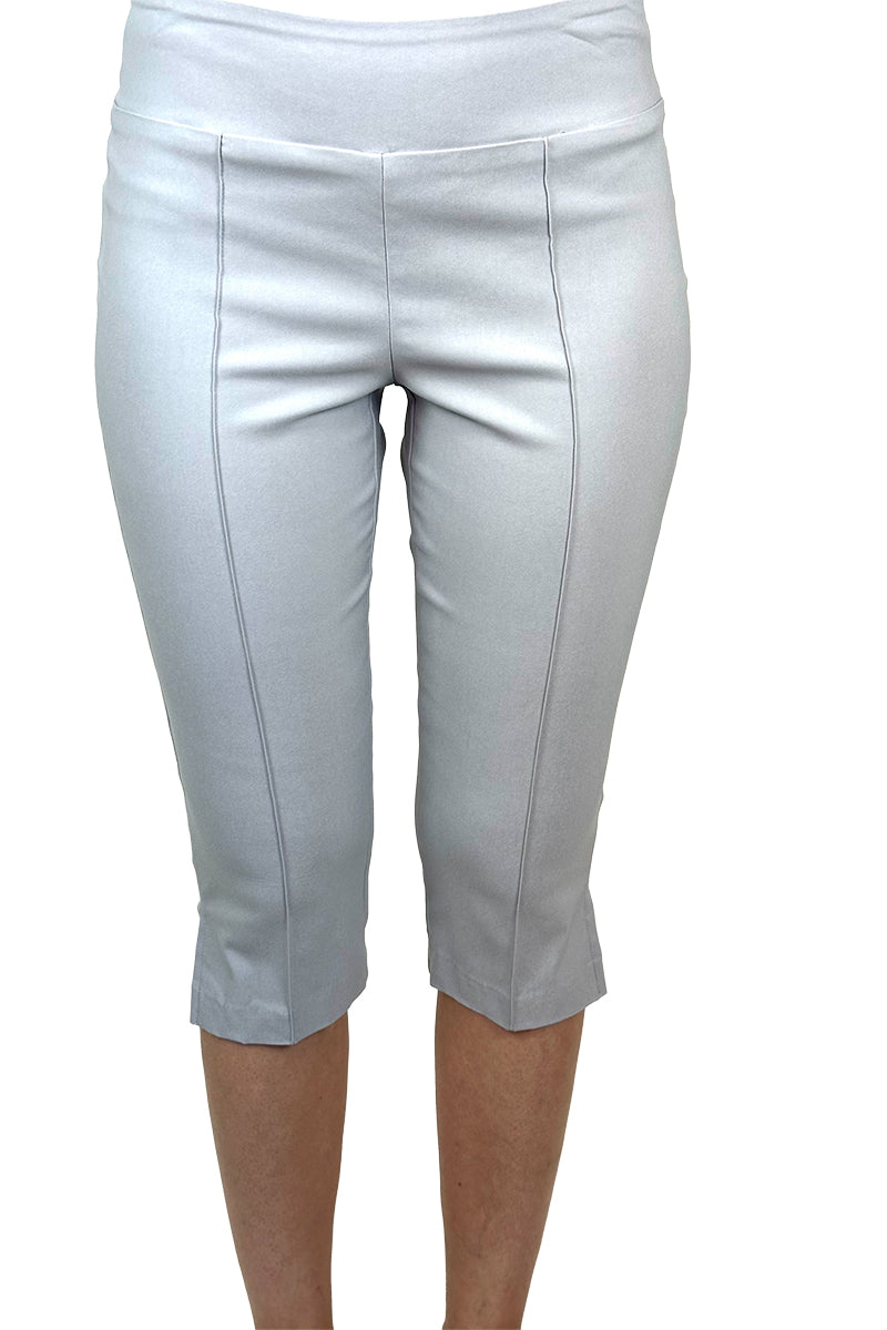 Women's Capri Silver Grey Quality Stretch Fabric Comfort Fit Best Seller for Travel Sizes S-XLARGE