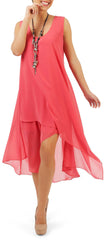 Women's Dresses Coral Chiffon Flattering Fit Quality Fabric Made in Canada Yvonne Marie Boutiques - Yvonne Marie - Yvonne Marie