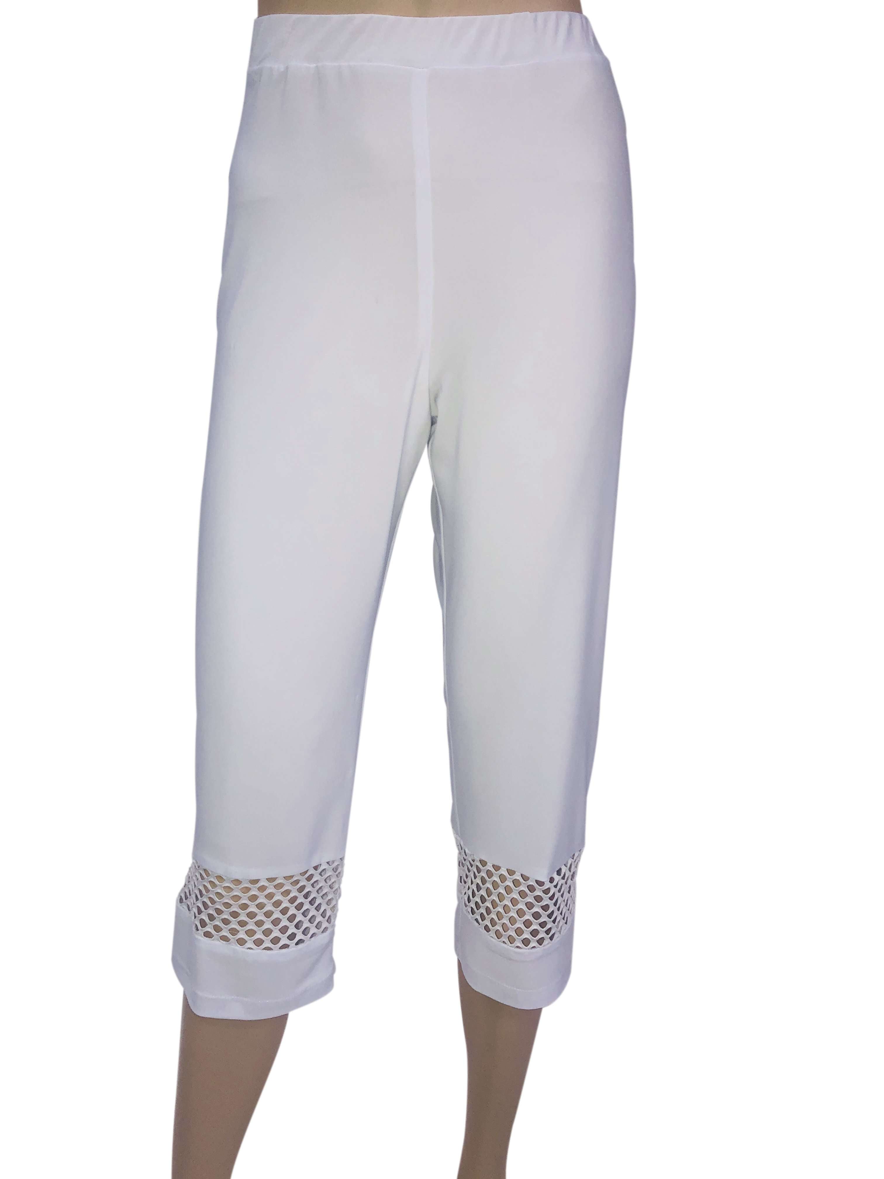 Women's Capri's White Capri Pants On Sale Lace Insert Quality Stretch Pull On Design Made In Canada On Sale 50% Off - Yvonne Marie - Yvonne Marie